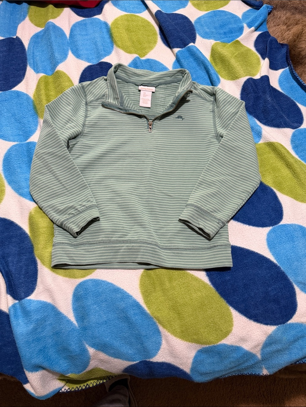 Tommy Bahama Mint Green Striped Half-Zip Pullover Hoodie